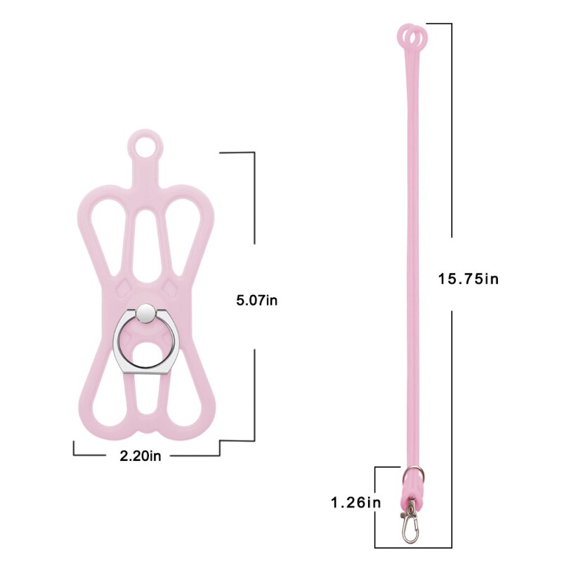 Universal Siliconen Mobiele Telefoon Lanyard Houder Case Cover Telefoon Neck Strap Ketting Sling Voor Smart Mobiele Telefoon Lanyard Voor Telefoon: pink