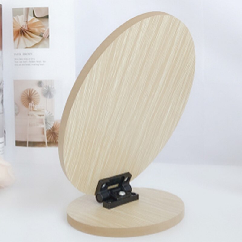 Cute Adjustable Angle 360 Degree Wooden Table Small Makeup Foldable Cosmetic Desktop Rotating Small Mirror Portable Standing