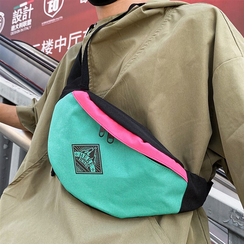 Mulheres Saco Da Cintura Da Lona Personalidade Moda Moda Modelos Ins Japonês Saco Peito Saco Do Mensageiro Do Ombro Esportes Hip Hop Rua