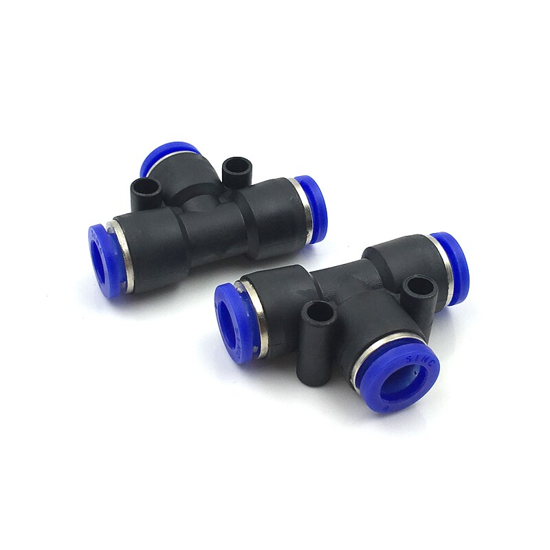3 Way T shaped Tee Pneumatic PE 4mm to 16mm OD Hose Tube Push In Air Gas Fitting Quick Fittings Connector Adapters