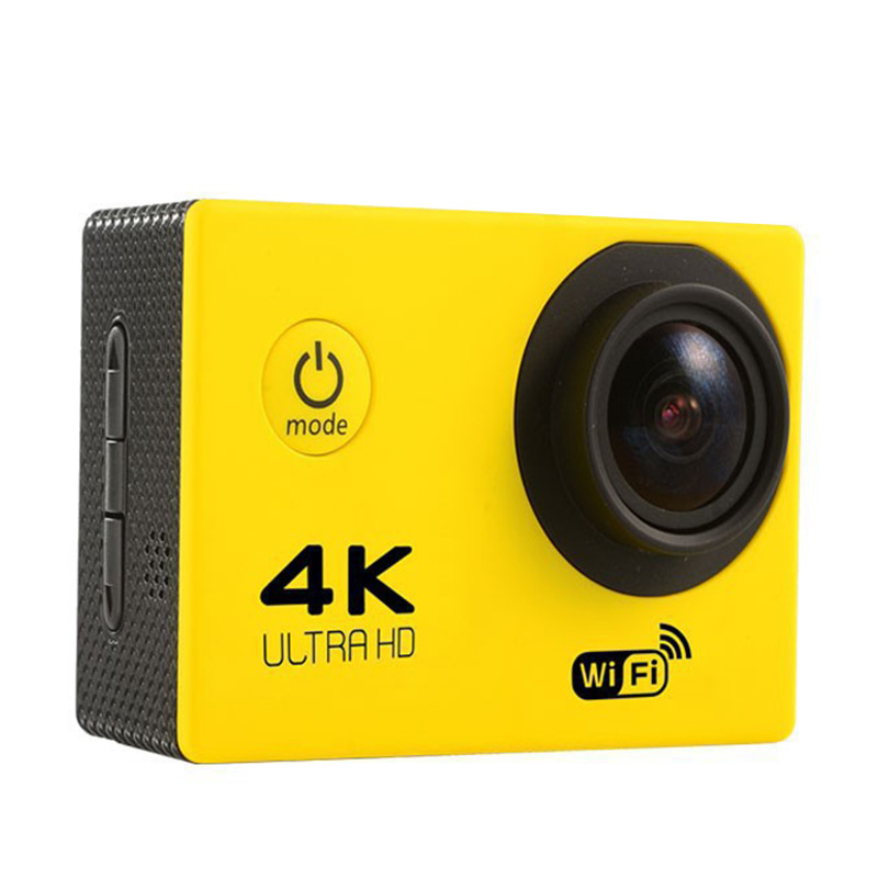 Wireless Wifi Action Camera HD 4K Waterproof Wide Angle 2.0 Inch Screen for Outdoor Sports: yellow