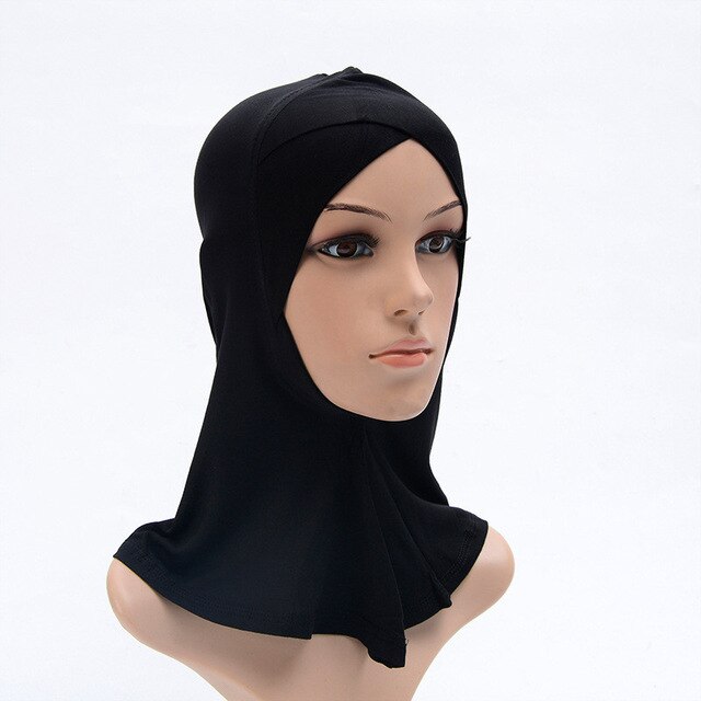 Pañuelo para la cabeza de mujer musulmana, Hijab de algodón elástico, turbante, turbante, gorro, chal, pañuelo de Islam, diadema interior, Capó: 1