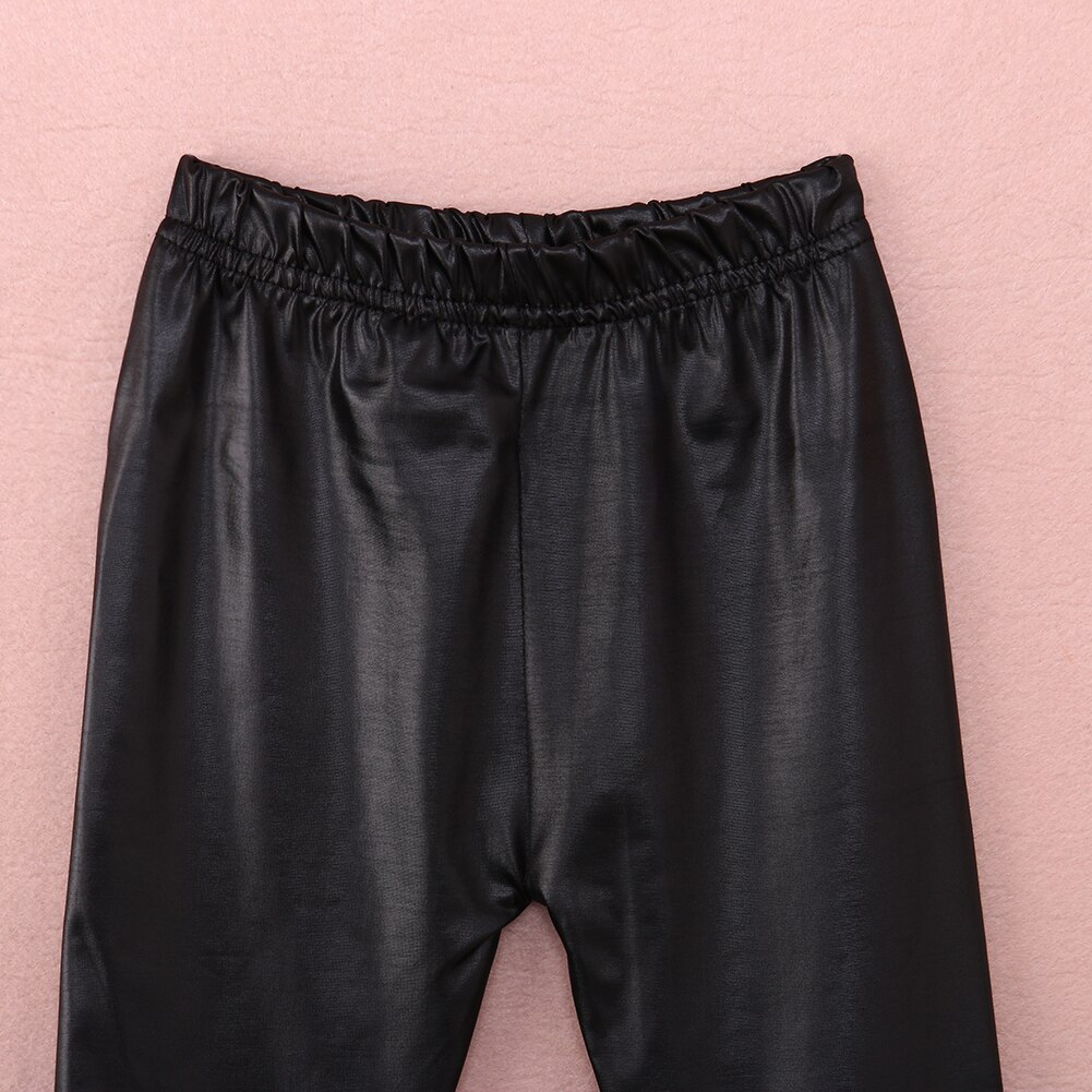 Barn pu läderbyxor tjejer babys stretch bomullsbyxor smala småbarn leggings ropa de niñ os 2 a 8 años