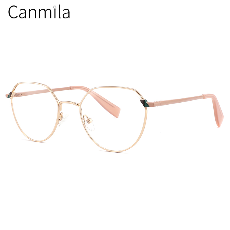 Eyewear Glasses Frame Vintage Women Metal Ultralight Prescription Eyeglasses Retro Optical Myopia Canmila BOM1085: C1