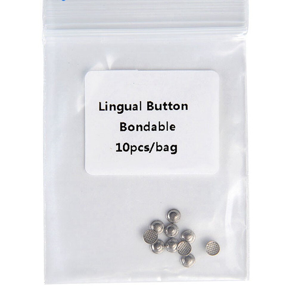 Bouton binoculaire orthodontique dentaire, monobloc MIM, maille ronde, fond métallique collable, 10 pièces/paquet, boucle latérale de langue: Default Title