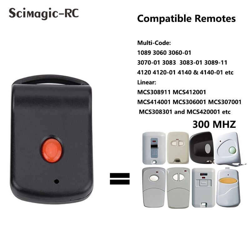 Door Remote Control 3089 Multi-code 308911 Instead of Linear MCS308911 300mhz 1 Button Remote control Garage Command