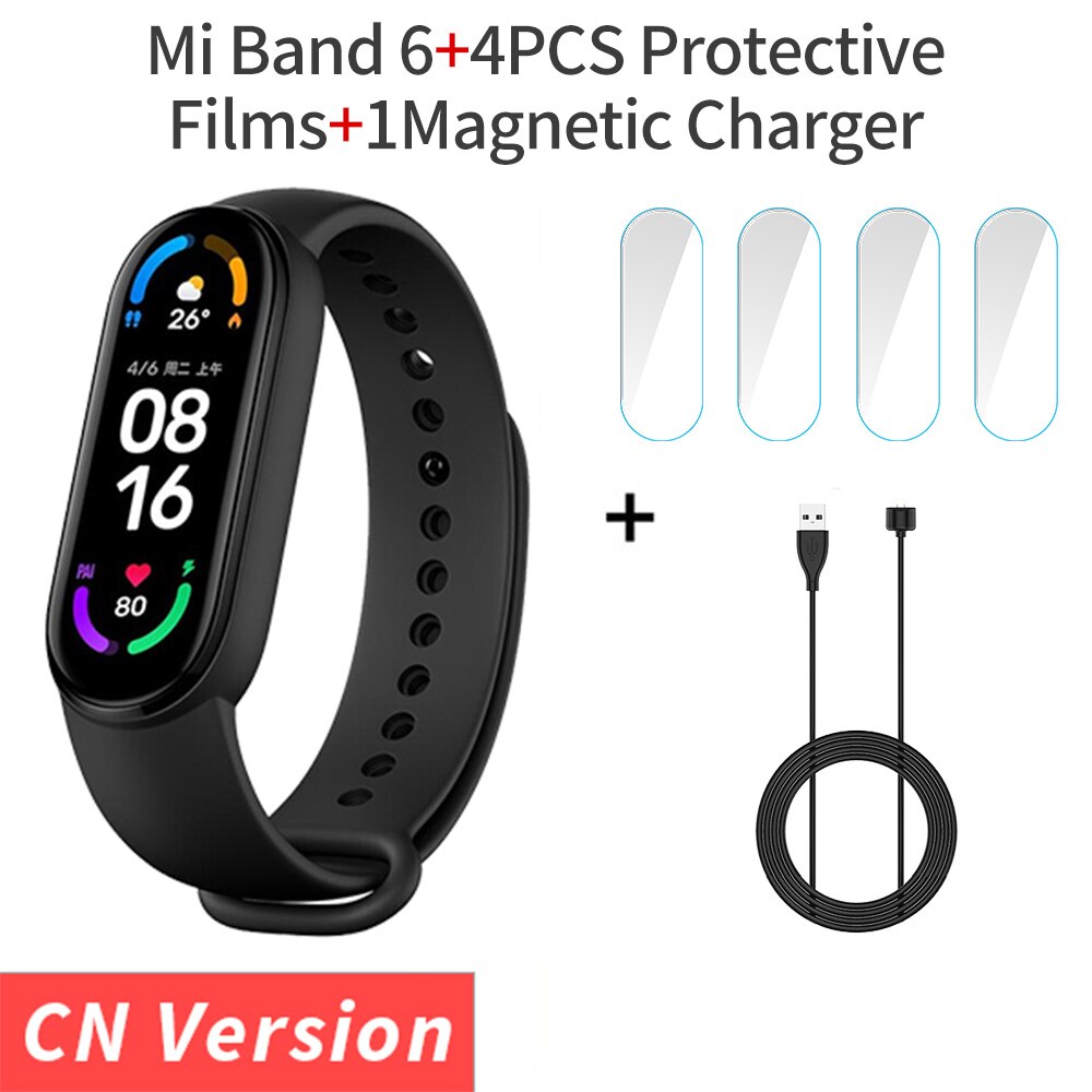 Xiaomi Mi Band 6 Clever Band AMOLED Bildschirm Miband 6 Blut Sauerstoff Fitness Traker Clever Armbinde Bluetooth Wasserdichte PK Mi Band 5: hinzufügen Filme aufladen