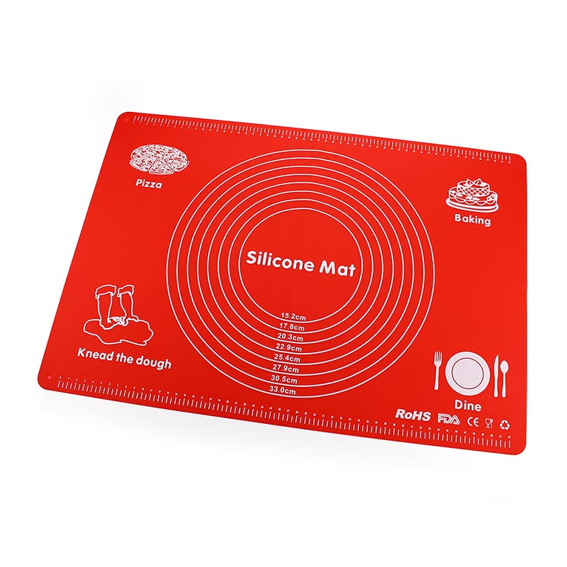 TEENRA-tapis de pâtisserie en Silicone, tapis de cuisson antiadhésif de grande taille, tapis de pâte à rouler, ustensiles de cuisson: Rouge