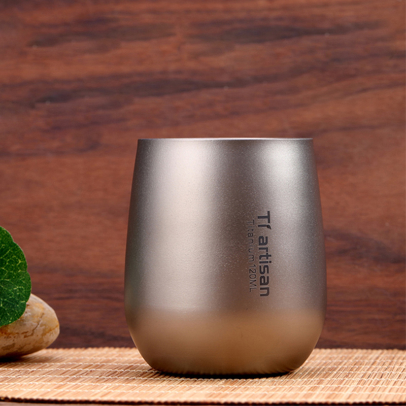 Pure Titanium Double Water Cup Japanese Style Non-flavored Tea Cup Single Master Cup Kung Fu Tea Cup 120ml Ta8731: Default Title