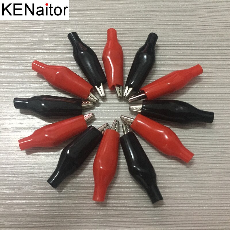 Alligator Clip crocodile electrical Clamp DIY 20 PCS Metal FOR Testing Probe Meter 28MM Black and red Plastic Boot