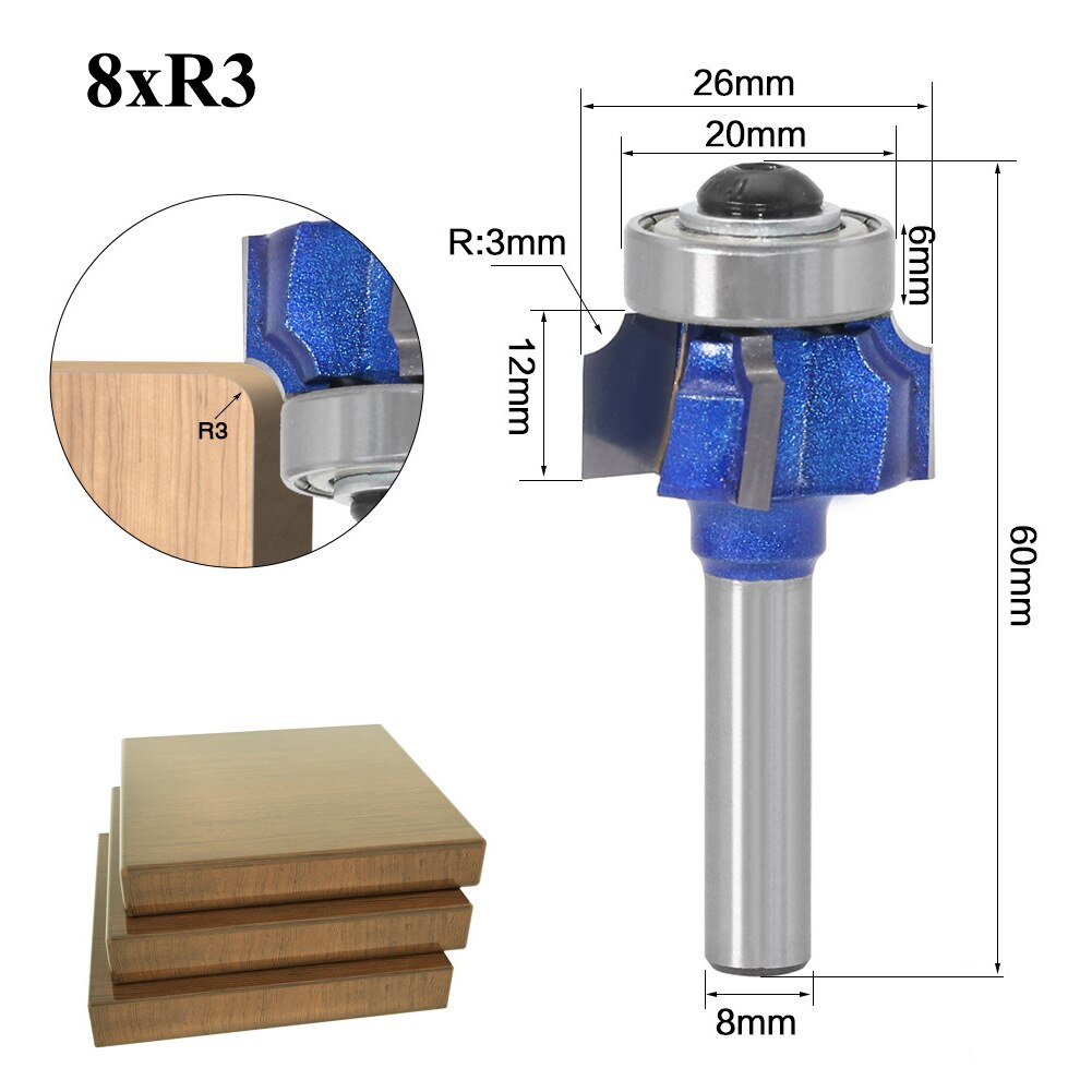 1pc 6mm 1/4 8 skaft  z4 hjørne rundfres  r1 r2 r3 treskjæring kantbearbeidingsmaskin klassisk kutter for tre 051-z4