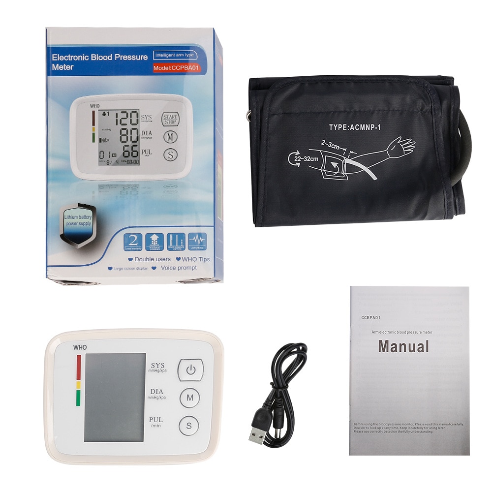 Portable Automatic Blood Pressure Monitor Upper Arm Digital Sphygmomanometer Home Health care motitor BPM Pulse Rate Tonometer