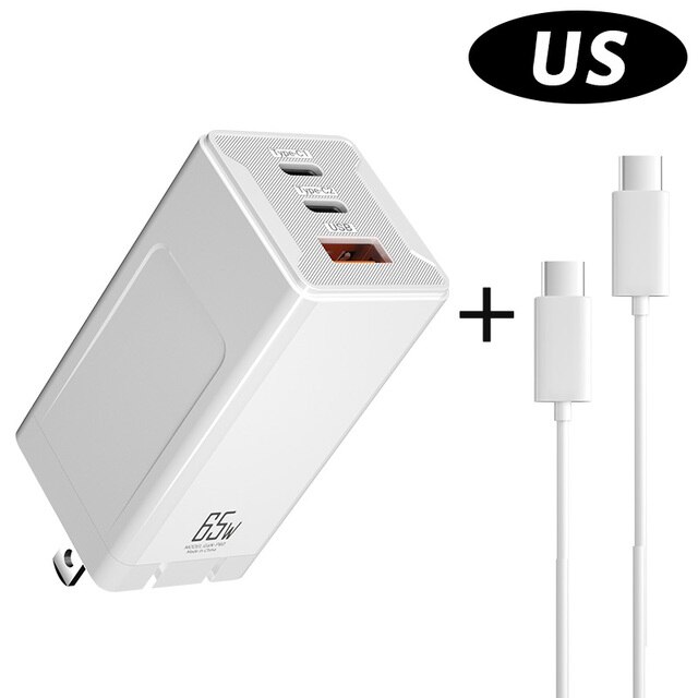 65W Gan Usb C Lader Snel Opladen QC4.0 Qc PD3.0 Usb Type C Fast Charger Voor Iphone 12 Pro max Macbook Huawei Samsung: US PLUG with cable
