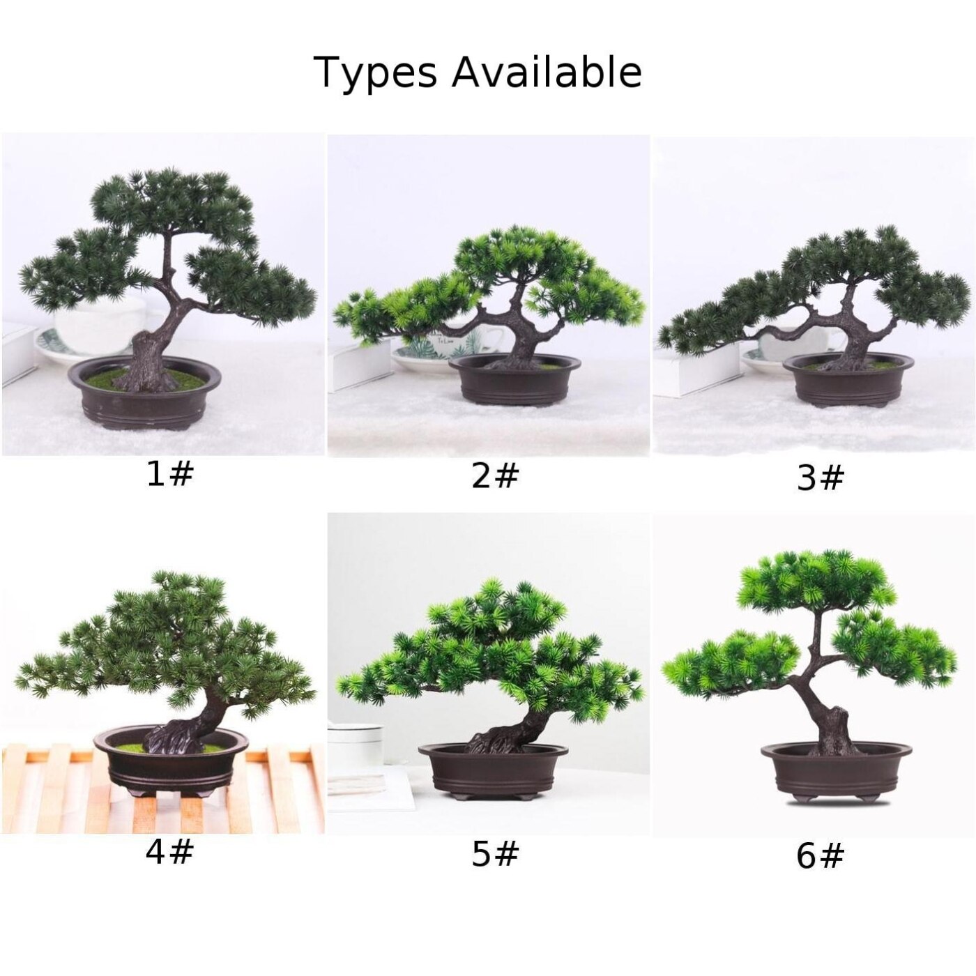 Decorative Artificial Realistic Plastic Desk Faux Bonsai Tree Potted Plants Pots