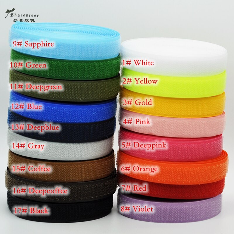 20mm 2 yards/lot kleurrijke zelfklevende klittenband naai-drukknoop naai-accessoires voor thuis kleding tas sh