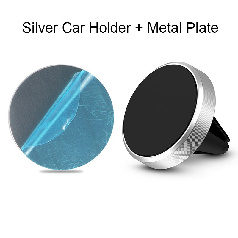 Soporte magnético para teléfono, accesorios para coche, Mini soporte magnético para rejilla de ventilación para IPhone 11, Xiaomi Note 8, Huawei, Samsung en GPS para coche: Plata