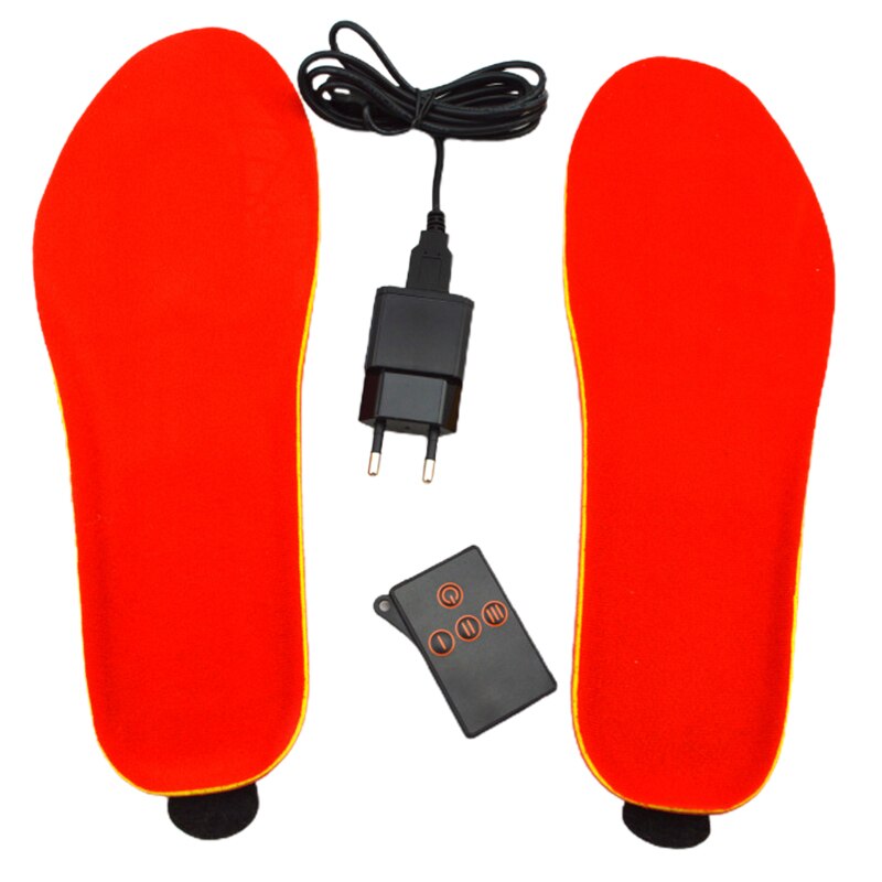 Intelligent Wireless Remote Heated Insoles Foot Warming Pad Feet Warmer Sock Pad Mat Winter Outdoor Heating Shoe Insoles: 05 USA Red S