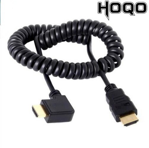 Spring Coiled Spiral Cable 90degree HDTV Male to Male Plug Cable For TV Camera Display 2m HDTV kaben