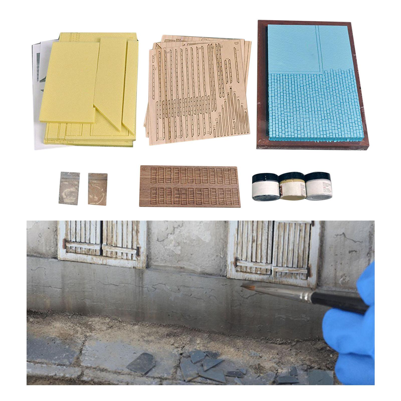 Unpainted 1/35 Building Model Kits Ruins House 3D Puzzles with Display Base for Landscape