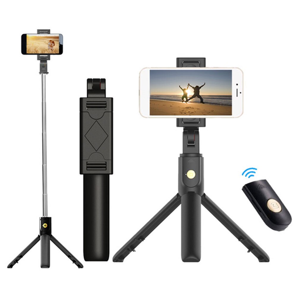 Mobile Phone Holder Stand Tripod Camera with Wireless Bluetooth Remote Rod Selfie Stick,White