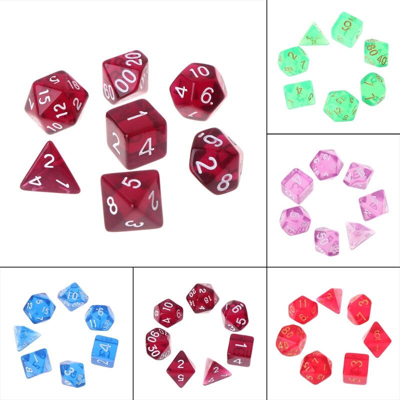 7 unidades/juego de dados de varias caras, D4-D20 de mazmorras y dragón D & D RPG Poly Game