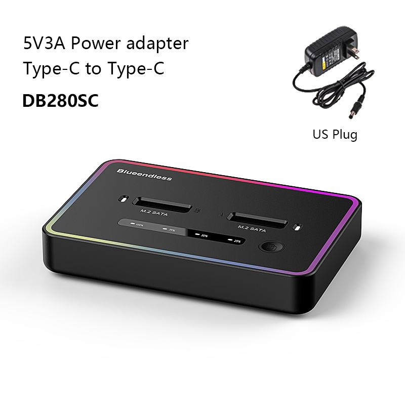 Blueendless  m 2 ssd-dockingstation med to bays, sata-duplikator, ssd med to bays, m2 .2 kabinet, sata 6 gbps, type c, usb 3.1 til ssd-harddisk: Brun