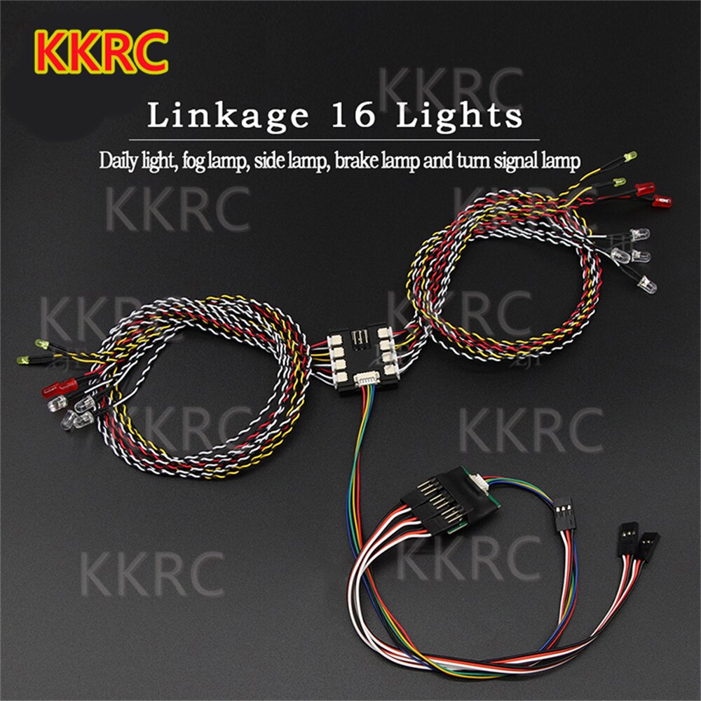 RC Car Linkage 16 Lights Kit Light Group Turn Signal Brake Fog Lamp For RC Crawler Drift Car TRX4 SCX10 TAMIYA ARRMA HSP WLtoy