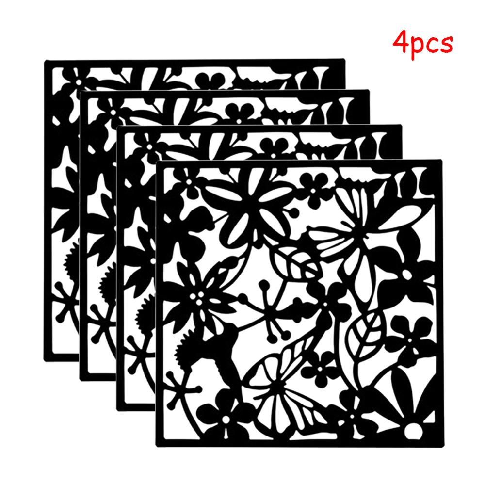 Plastic Hanging Screen Wall Partition Hanging Room Divider Panels for Living Dining Room Office Restaurant Art Decoration: 4pcs Black