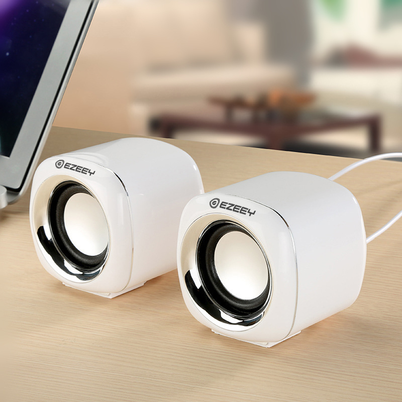 Mini Desktop Speaker Laptop Speaker Surround Stereo Computer Speakers Multimedia Subwoofer Usb-poort Laptop Desktop Luidspreker: WHITE