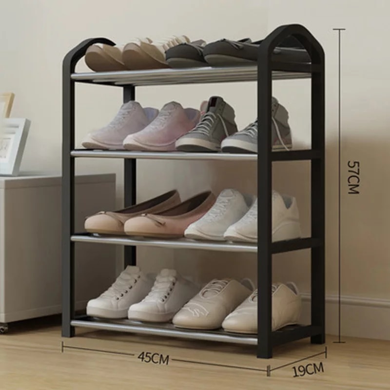 3 etagers moderne skohylde skobøjler solid room organizer sko hylde multifunktionel soveværelse opbevaring husstand sort