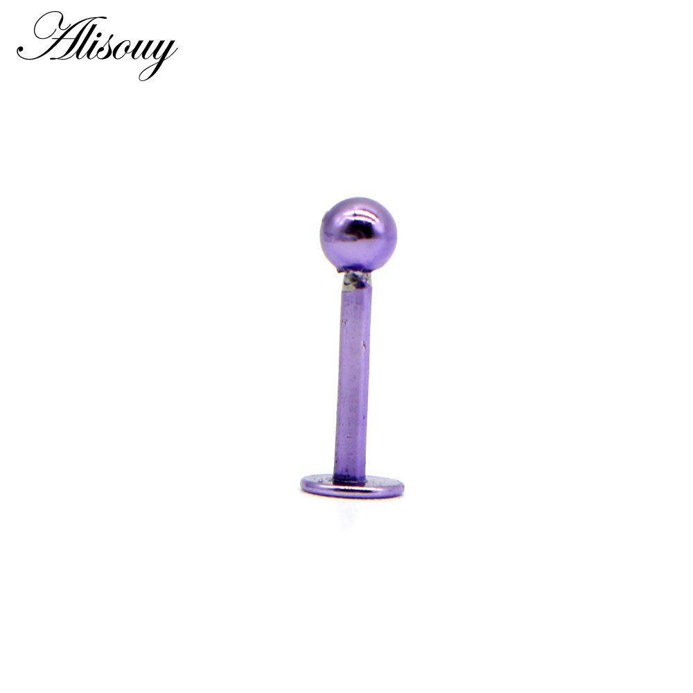 Alisouy 1 Pc Titanium 16G Lip Ringen Piercing Labret Oor Ringen Oor Stud Oor Piercing Tragus Piercing Sexy Body sieraden Piercing: F Purple