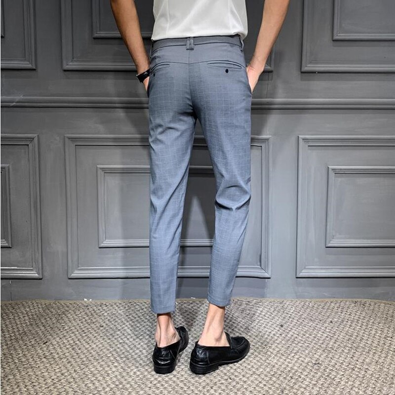 Vårbukser herre business casual straight dress bukser kjole herrebukser slim fit fritidsbukser grå svart