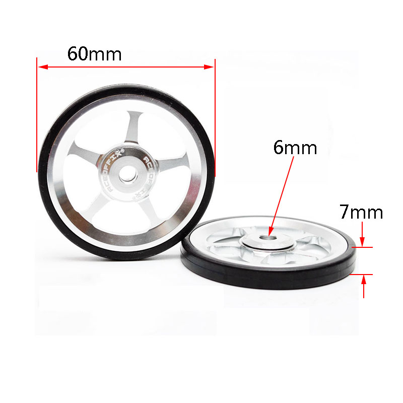 Aceoffix 1 pair folding bike easy wheel for Brompton 60mm EZwheel aluminum alloy push wheel for 3Sixty accessories