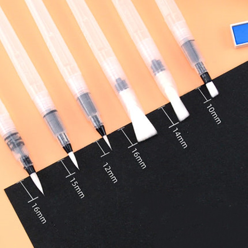 6 Pcs Draagbare Markers Kwast Water Kleur Borstel Zachte Aquarel Borstel Pen Voor Beginner Schilderij Tekening Art Supplies