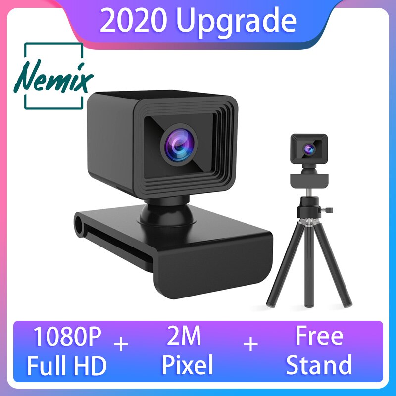 Webcam 1080p, Webcamera met microfoon voor pc, USB-webcam voor computer, 2 megapixels, 1920x1080 resolutie, FHD Cmos-sensor