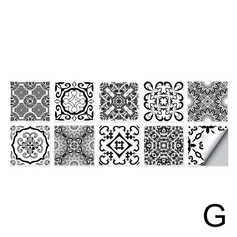 Kitchen Oil-proof Stickers Bathroom Waterproof Stickers Tile Visual Sticker Geometric Tiles Texture Hard Wall Decorative 3d S0R7: G / L