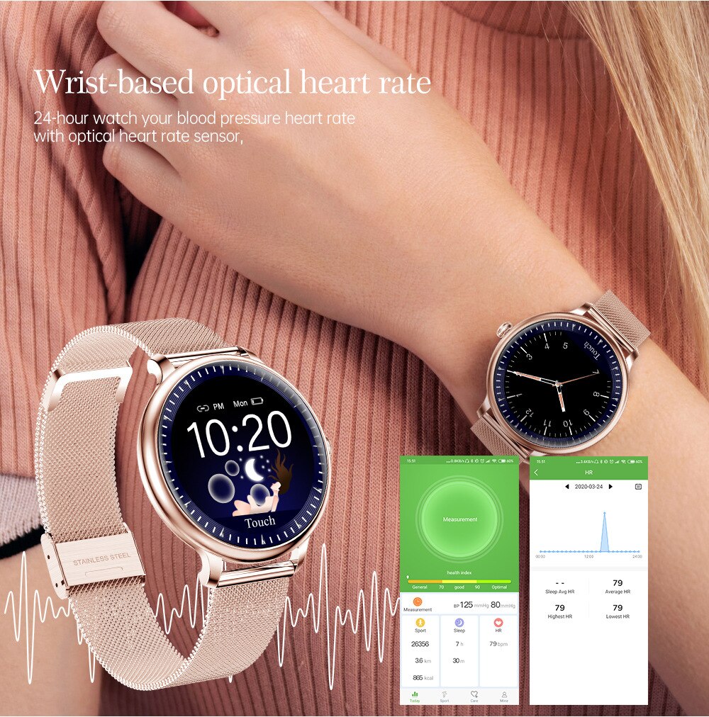 Casual Vrouwen Slimme Horloge Kleur Screen Sleep Hartslagmeter Compatibel Inkomende Oproep Stappenteller Wekker Camera Afstandsbediening