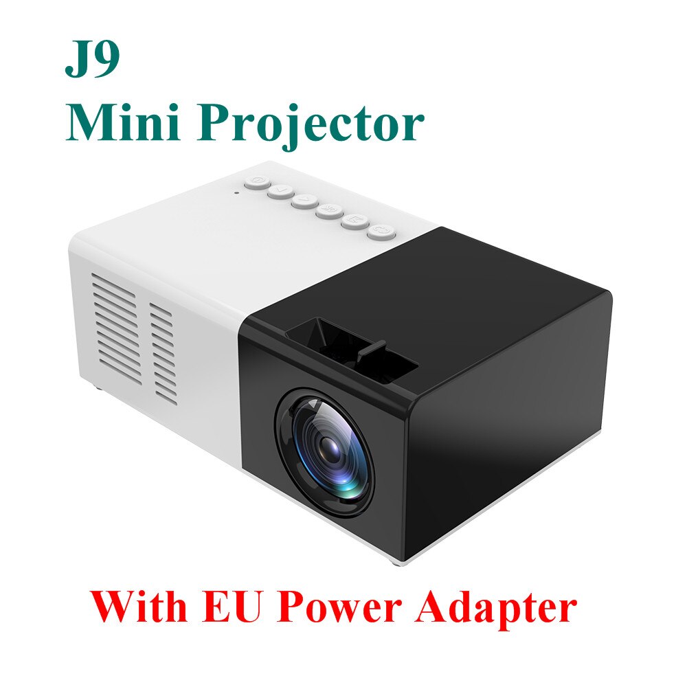 Draagbare J9 Mini Projector Ondersteuning 1080P Huis Projector AV USB TF Card USB Draagbare Pocket Beamer EU/US plug PK YG300: Black EU Plug