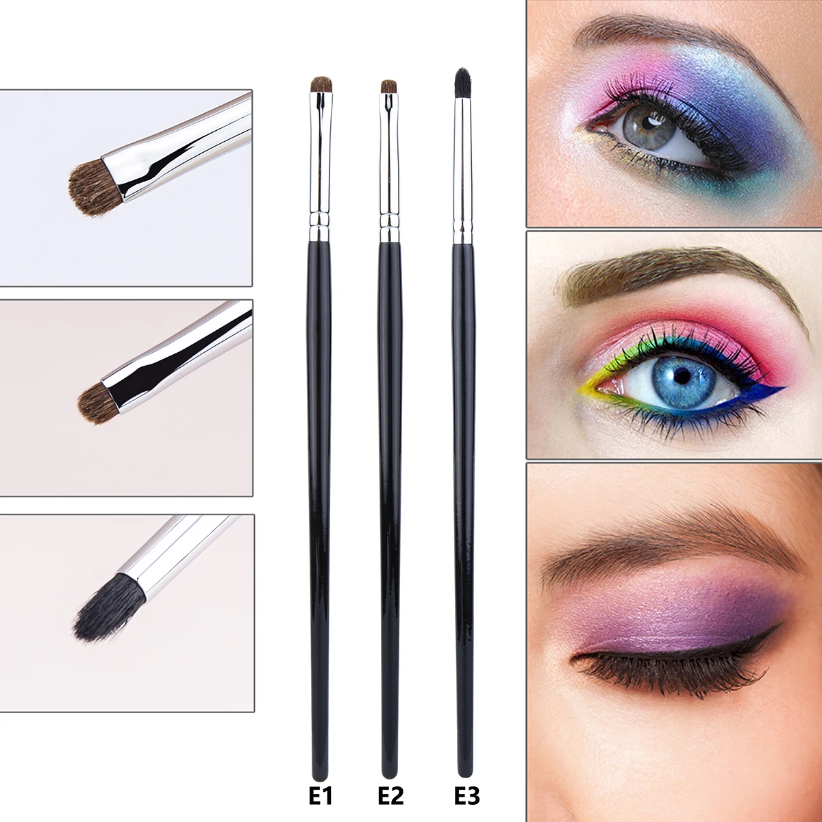Pequeños pinceles de maquillaje Smoky Liner, delineador de ojos, brocha para difuminar, brocha de maquillaje para difuminar, pelo de caballo, sombra de ojos, brocha para difuminar