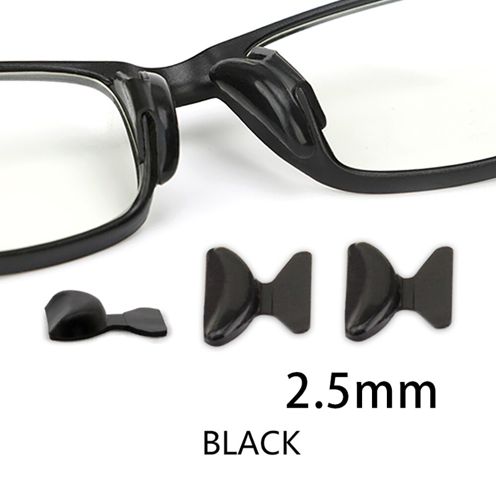 Nyttigt 5 par / parti blød skridsikker silikone næseunderlag til briller briller solbriller næseunderlag læserebriller tilbehør: Sort 2.5mm