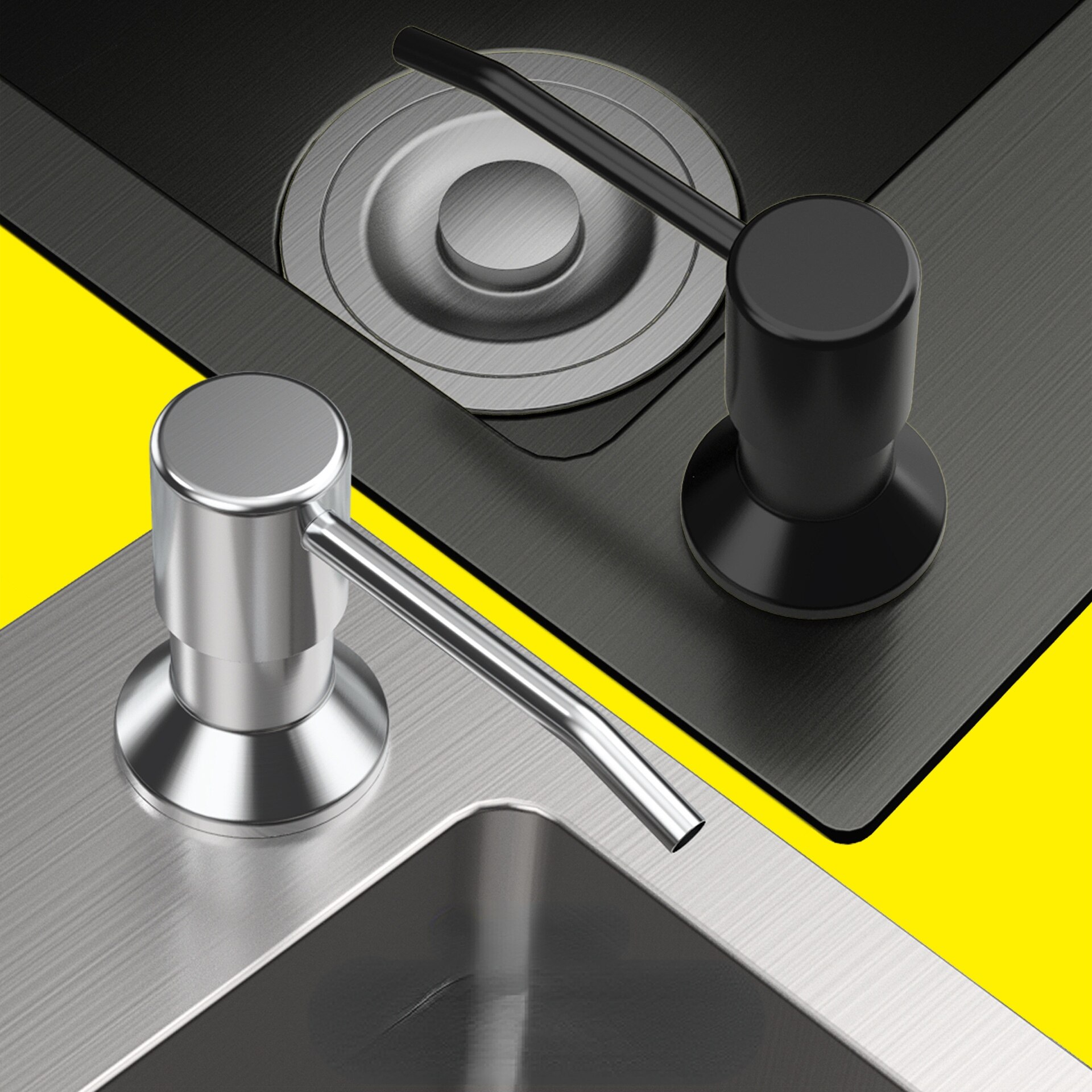 300ML Kitchen Sink Soap Dispenser Black ABS Dispenser Detergent Liquid Soap Lotion Dispensers Stainless Steel Head hand sanitzer
