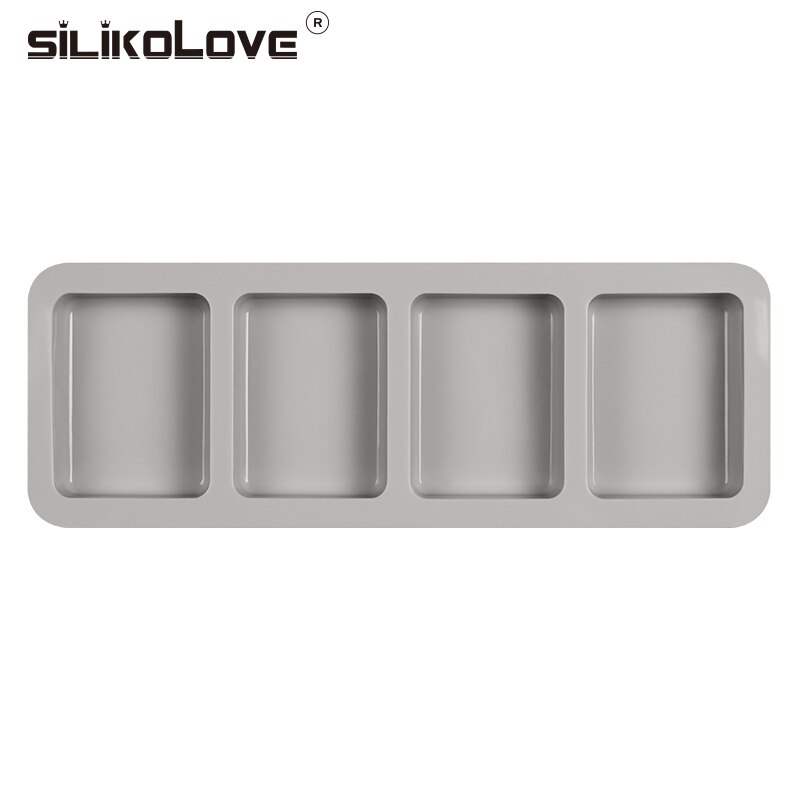 Silikolove Siliconen Zeep Mallen Rechthoek Vormige Zeep Maken Mold 4 Holte Recycle Handgemaakte Craft Voor Familie Badkamer Zeep Vorm