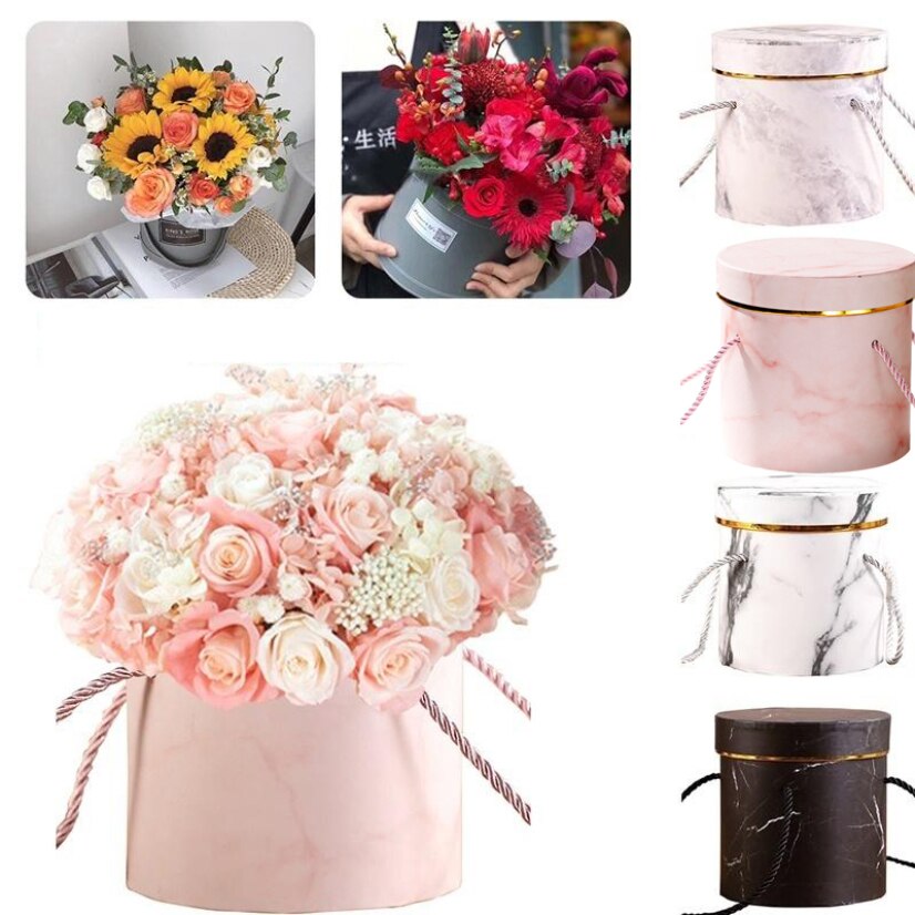 Boîte à fleurs cylindrique, boîte d'emballage de bonbons, seau de pâques Portable, rangement de fleurs, saint-valentin, boîte en carton pour mariage