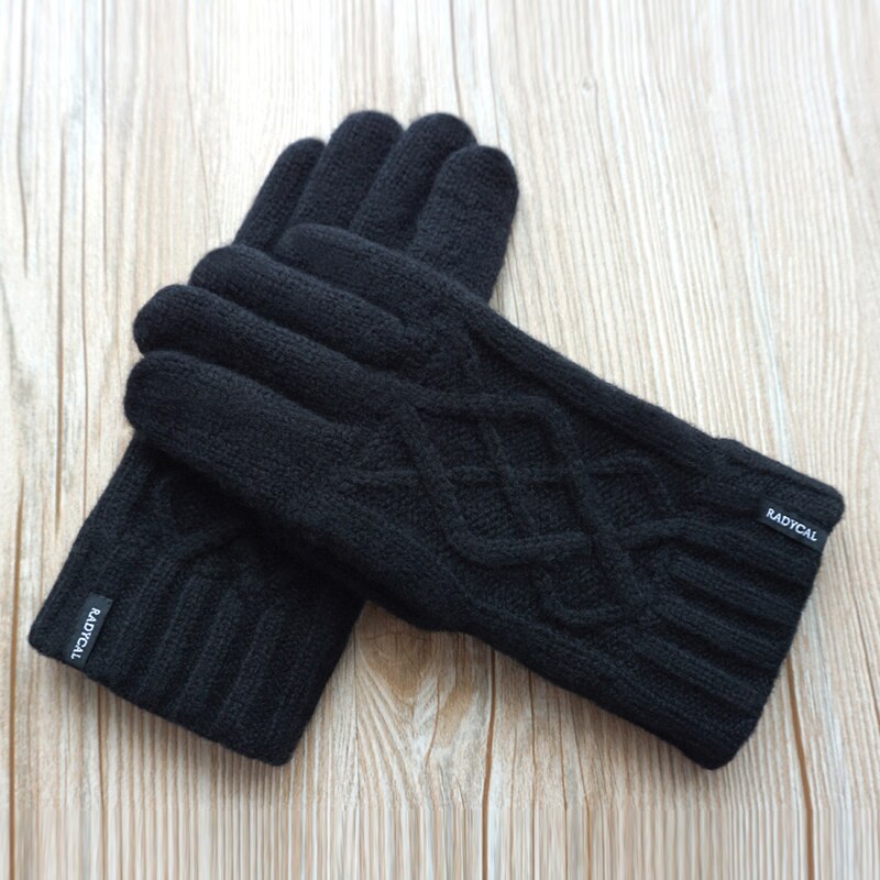 De de hombre guantes hombres 100% de lana de invierno cálido expuestos dedo mitones de punto cálido hombre grosor doble guantes de lana