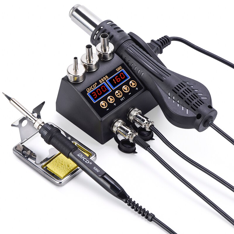 2 IN 1 Soldering station Digital Display 750W air SMD BGA Welding Rework station Adjustable temperature solder repair tools: Grey / 110V US PLUG
