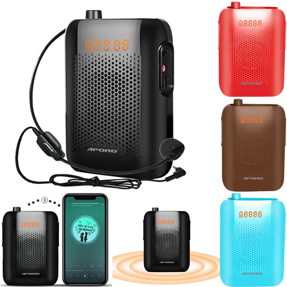 20w amplificador de voz portátil mini som amplificando t30 música jogando com fio microfone fone de ouvido e cós 2000mah bateria