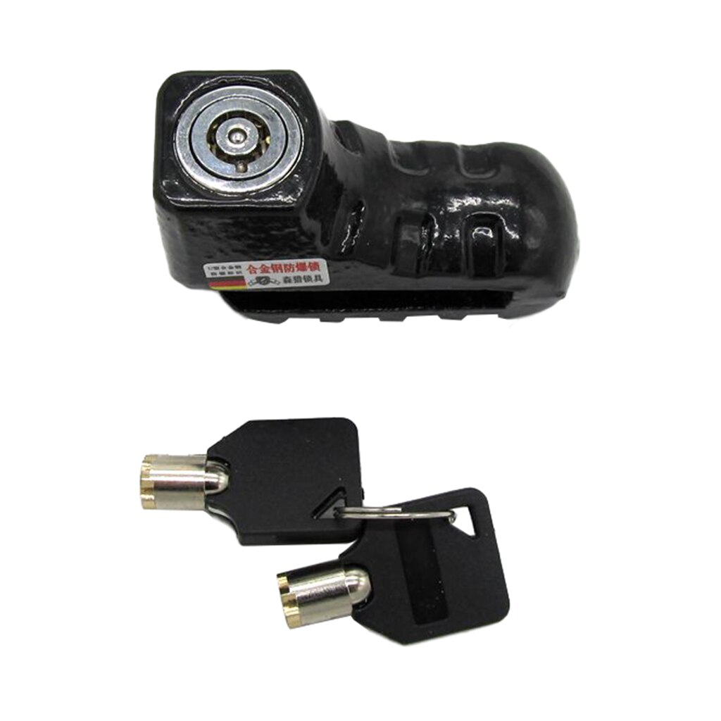 Stainless Steel Alarm Disc Lock Anti Theft for Motorcycle - Black