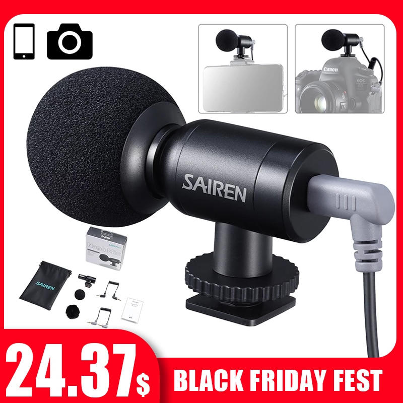 Sairen Nano Interview Mikrofon Vlog Mini Mic Stimme Aufnahme Studio Mic für iPhone Android Telefon DSLR GoPro 8/7/6/5/4 Insta360