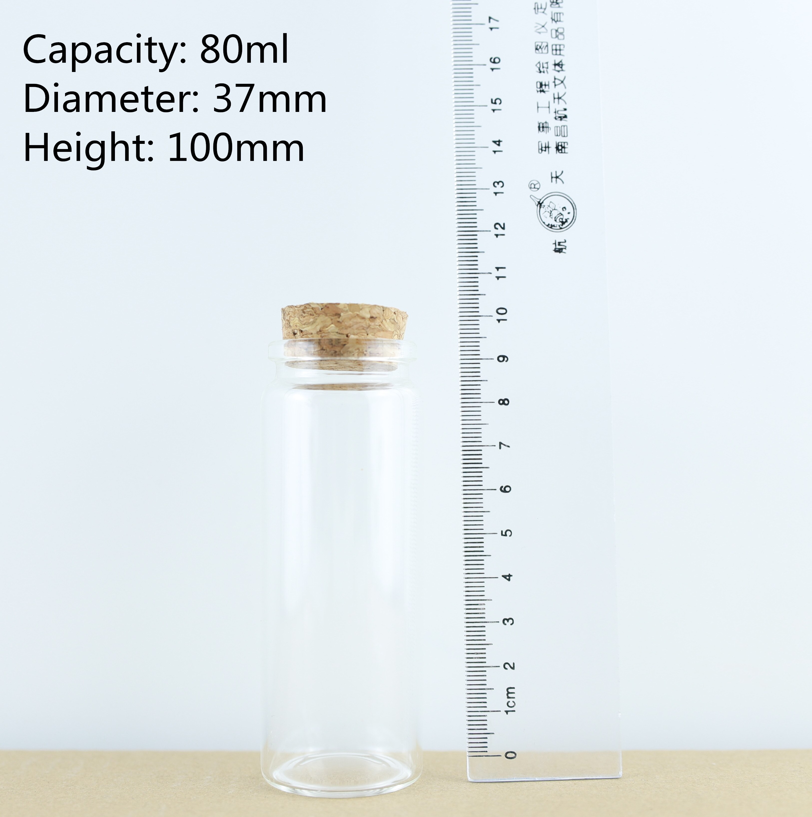 24 Stks/partij Diy Glazen Flessen Wens Kurk Ambachten Potten Kurk 37Mm Diameter Transparante Lege Glazen Flessen: 80ml