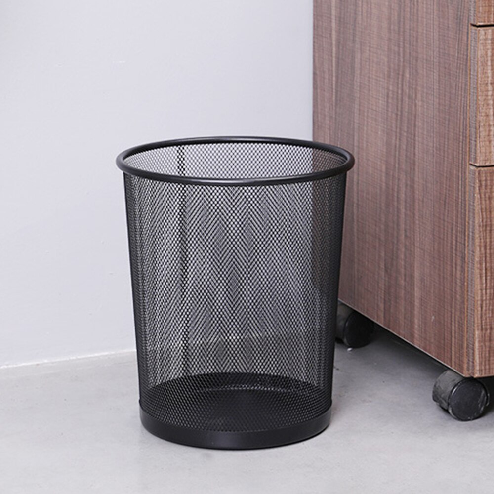 Black/Silver Metal Mesh Paper Trash Can Simple Dustbin Wastebasket Household Cleaning Tools For Home Office Recycling Bin